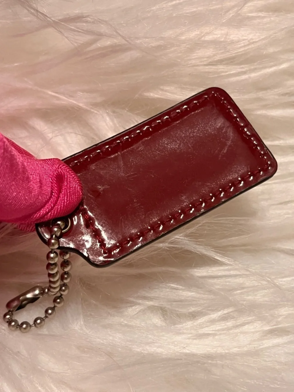 Coach Red Patent Leather  tag bag or keychain
